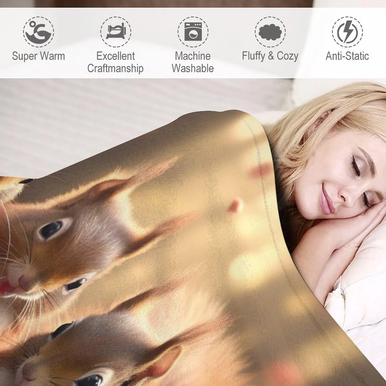 Одеяло PAZZK Cuddly Blanket Фланель Фланель 3D Печать Флисовое одеяло Мягкое одеяло Покрывало для кровати Покрывало для дивана Белка для дивана и кровати (130 x 150 см), фото №3