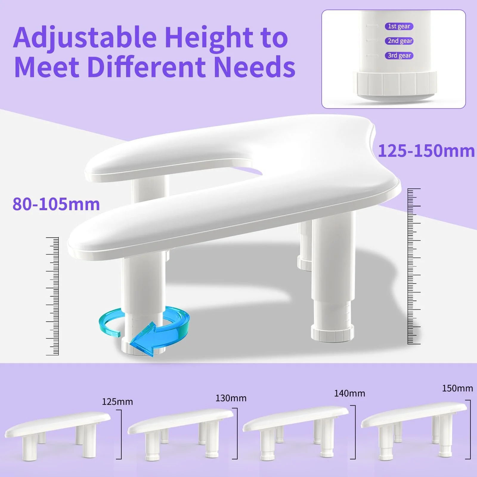 Підставка для рук U-подібна ZIZZON Регульована по висоті, мікрофібра, PU шкіра, фото №8