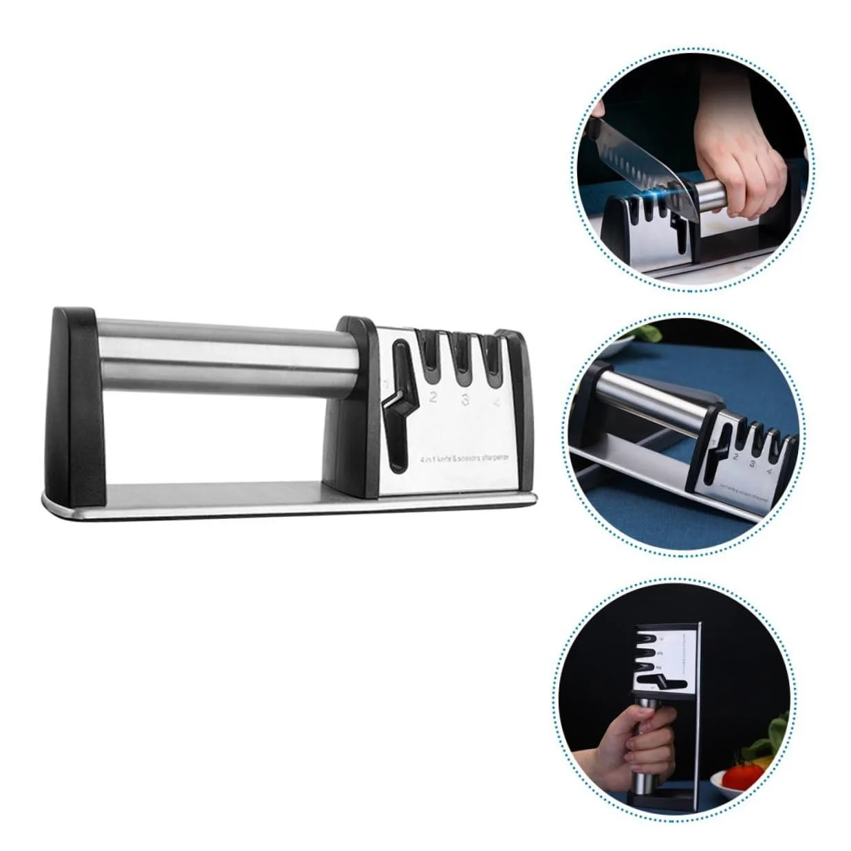 Точило для ножів Gadpiparty ергономічна швидка для кухні та ножиць срібляста, фото №7