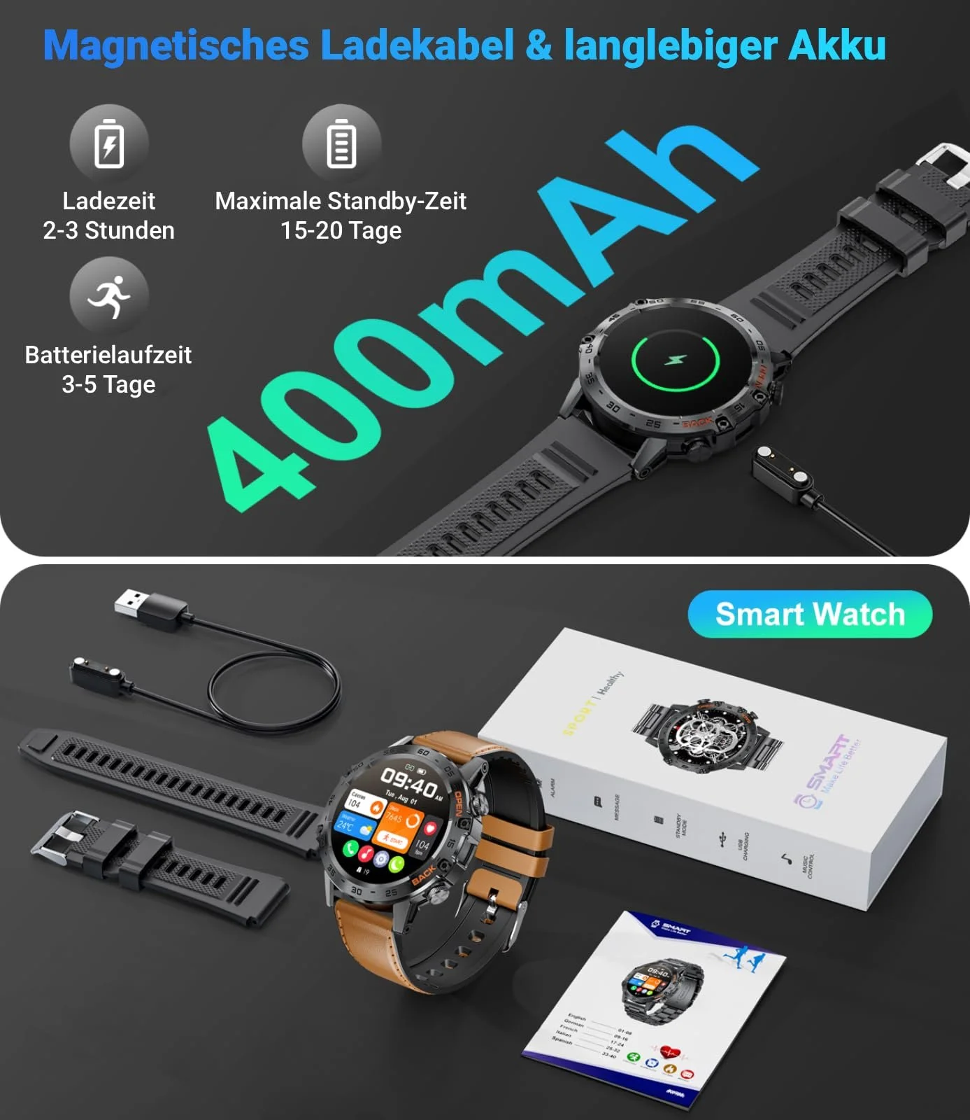 Смарт-годинник LIGE чоловічий з функцією телефону, 1.39 дюйма, військовий смарт-годинник з 24-годинним моніторингом серцевого ритму, фото №8 Смарт-годинник LIGE чоловічий з функцією телефону, 1.39 дюйма, військовий смарт-годинник з 24-годинним моніторингом серцевого ритму, фото №8