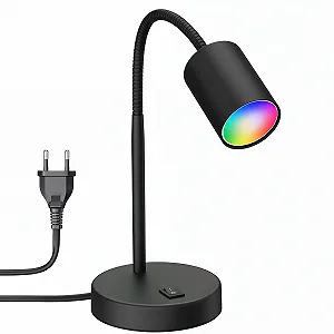 Настільна лампа ledscom.de Waika Гнучка ніжка Вимикач Чорна матова RGBW GU10 5.41 Вт 473 лм - Фото 1