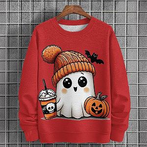 Костюм на Хэллоуин Женский Свитшот с привидениями Милый Свитшот с длинными рукавами Пуловер Футболка с тыквой Жуткие костюмы на Хэллоуин synthetic.ua - Фото 1