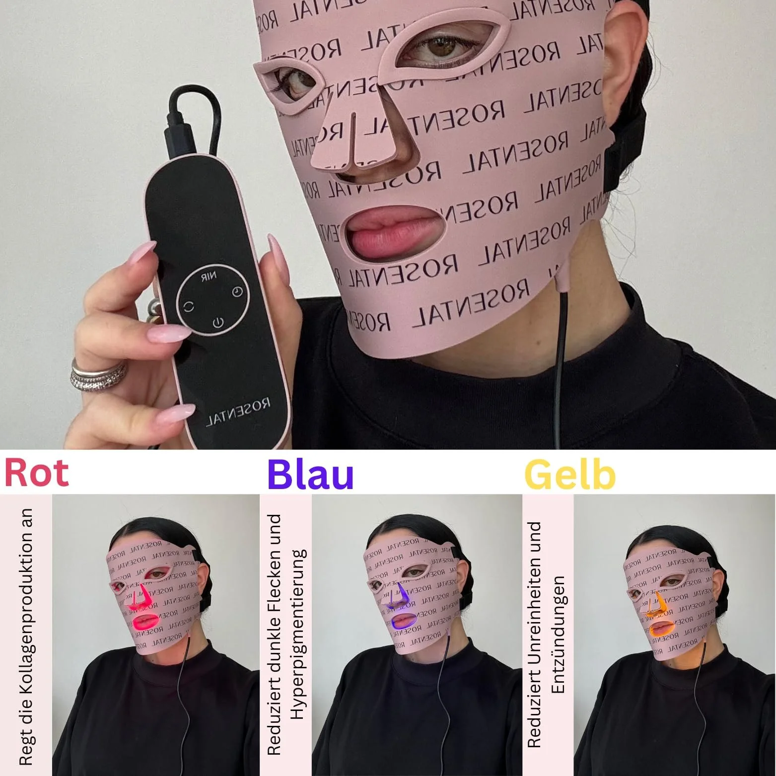 LED Маска Rosental Organics для лица – профессиональная световая терапия для замедления старения, фото №3