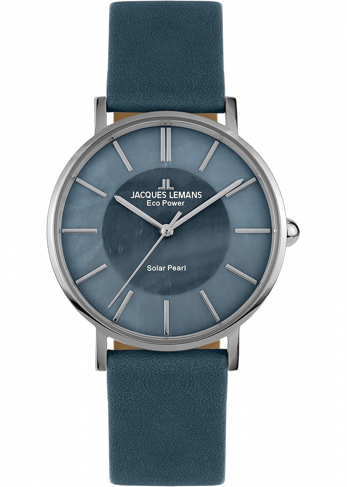 Женские часы JACQUES LEMANS Eco Power, нержавеющая сталь, кожаный ремешок, перламутр, модель 1-2112, фото №1