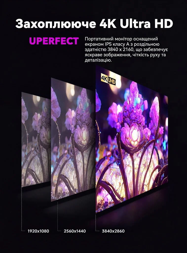 Монітор портативний 17.3" UPERFECT 4K IPS 60 Гц, фото №3
