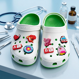 Набір джибітсів для кроксів 8 шт jibbitz crocs Медицина Анатомія Група крові джибітси медицина, прикраси для кроксів медичні, аксесуари для Crocs лікарю, набір джибітсів анатомія, джибітси група крові - Фото 1