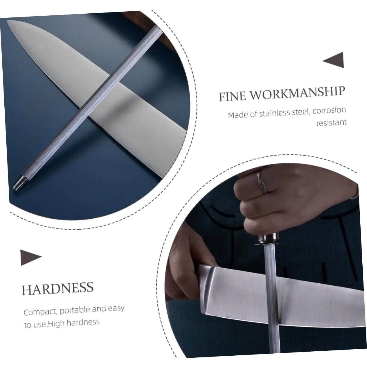 Мусат Ciieeo 2 штуки нержавіюча сталь ручний заточувальний стержень для різних типів ножів, фото №3