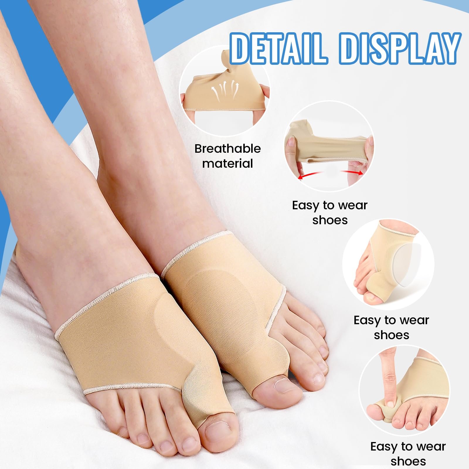 Шкарпетки для корекції Hallux Valgus, 1 пара, M (37-43), бандаж з силіконовими подушечками, фото №4