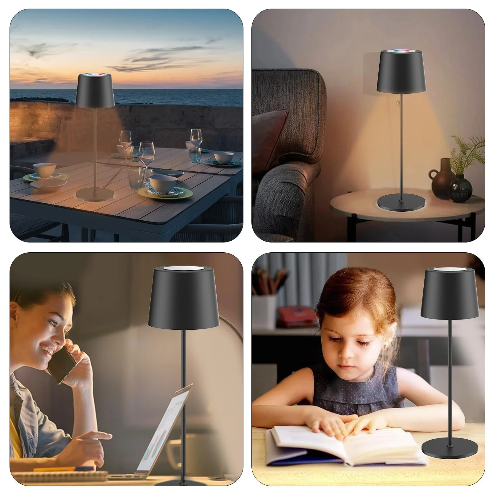 Настільна лампа Epicflare LED Бездротова Сенсорна Димування IP44 Метал 8 кольорів RGB, фото №6