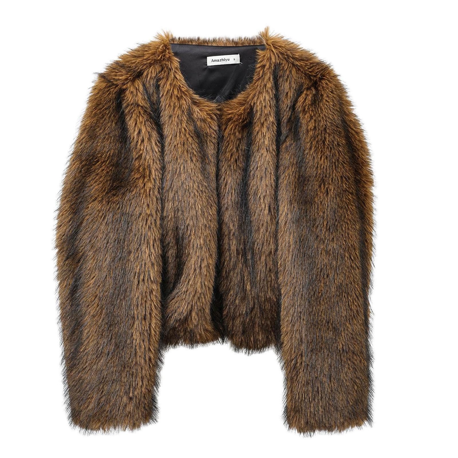 Шуба Amazhiyu, плюшевая, фото №1