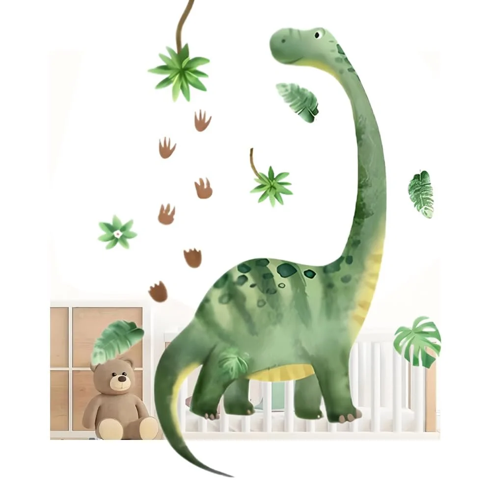 Наклейка на стіну Dinosaur XXL Динозаври рослини та вулкан Велика 139 x 176 см, фото №5