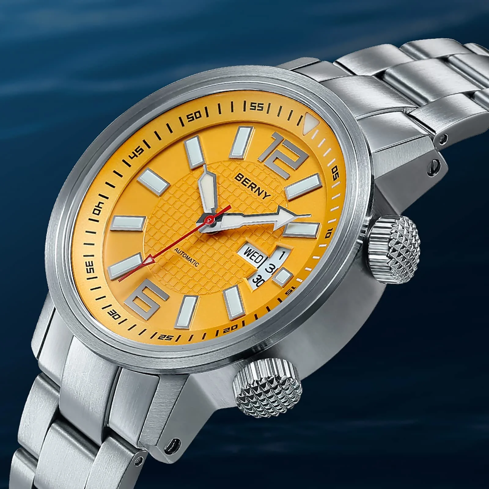 Автоматические Механические Часы для Дайвинга BERNY Спортивные Часы из нержавеющей стали, Водонепроницаемые 20 ATM, Сапфировое Стекло, Устойчивые к царапинам, Очень Яркие, фото №2 Автоматические Механические Часы для Дайвинга BERNY Спортивные Часы из нержавеющей стали, Водонепроницаемые 20 ATM, Сапфировое Стекло, Устойчивые к царапинам, Очень Яркие, фото №2