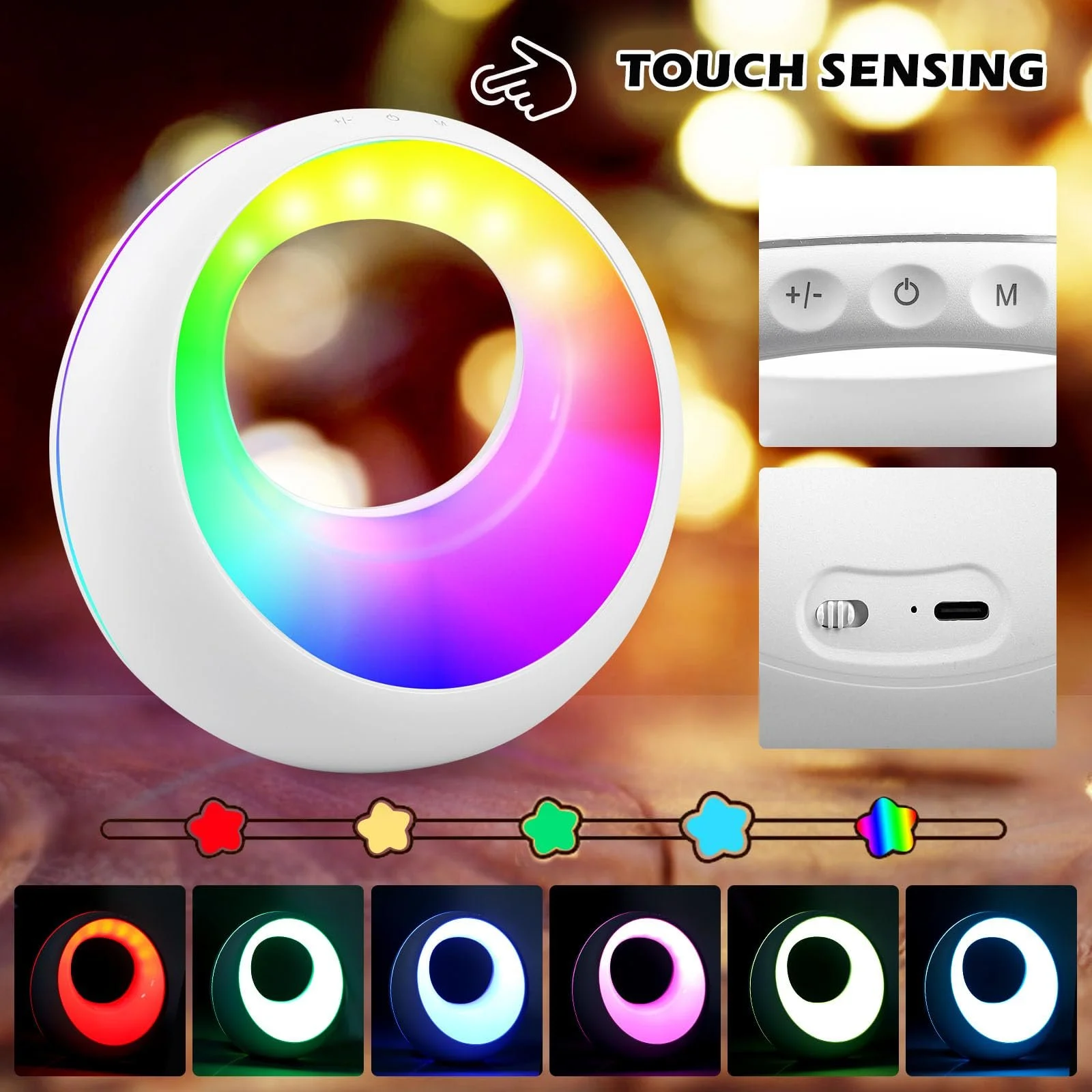 Настільна світлодіодна лампа RGB Сенсорна з пультом, фото №5