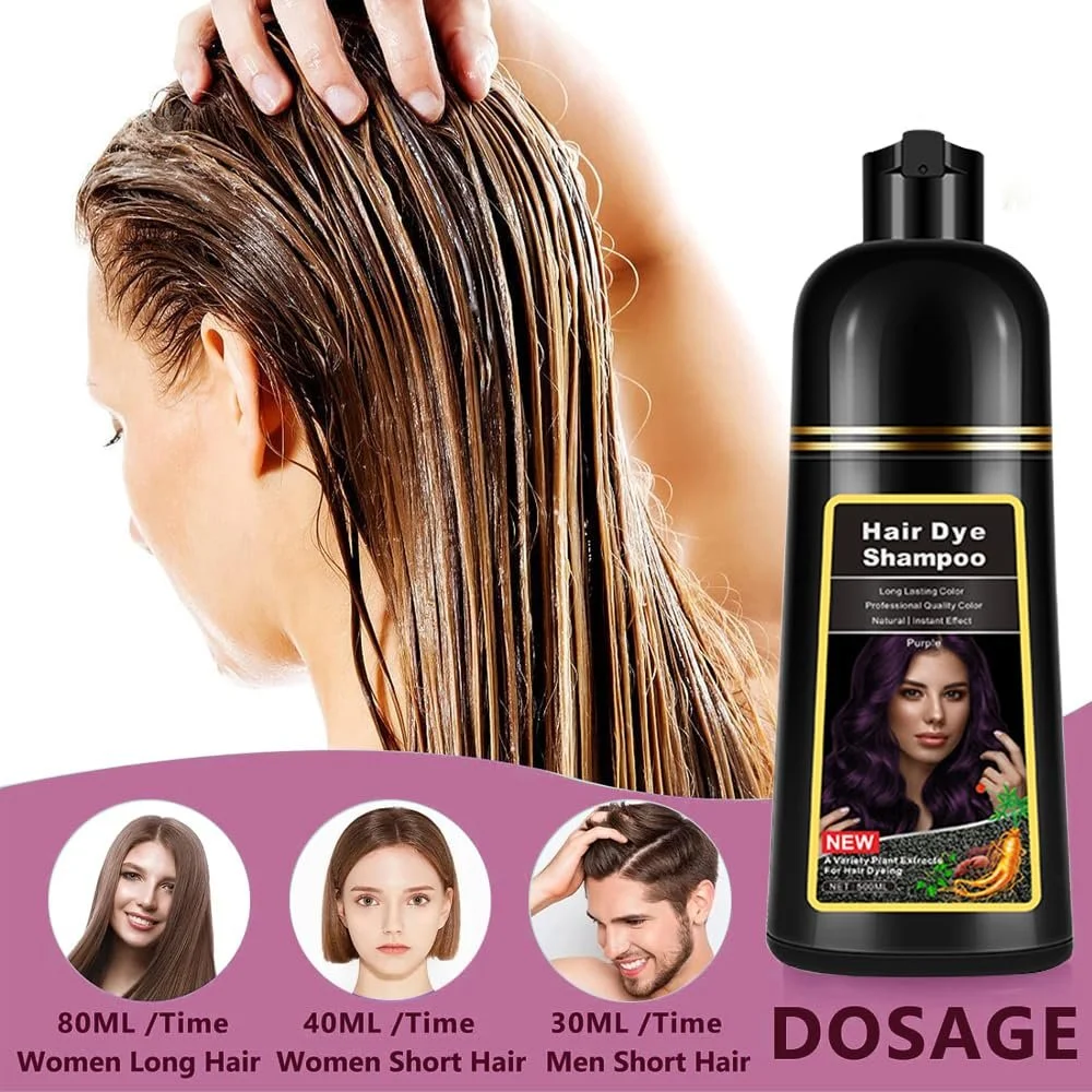 Шампунь-фарба AMZSEA Natural Violet Tint 3-в-1 для сивого волосся, фіолетовий, 500 мл, фото №7 Шампунь-фарба AMZSEA Natural Violet Tint 3-в-1 для сивого волосся, фіолетовий, 500 мл, фото №7