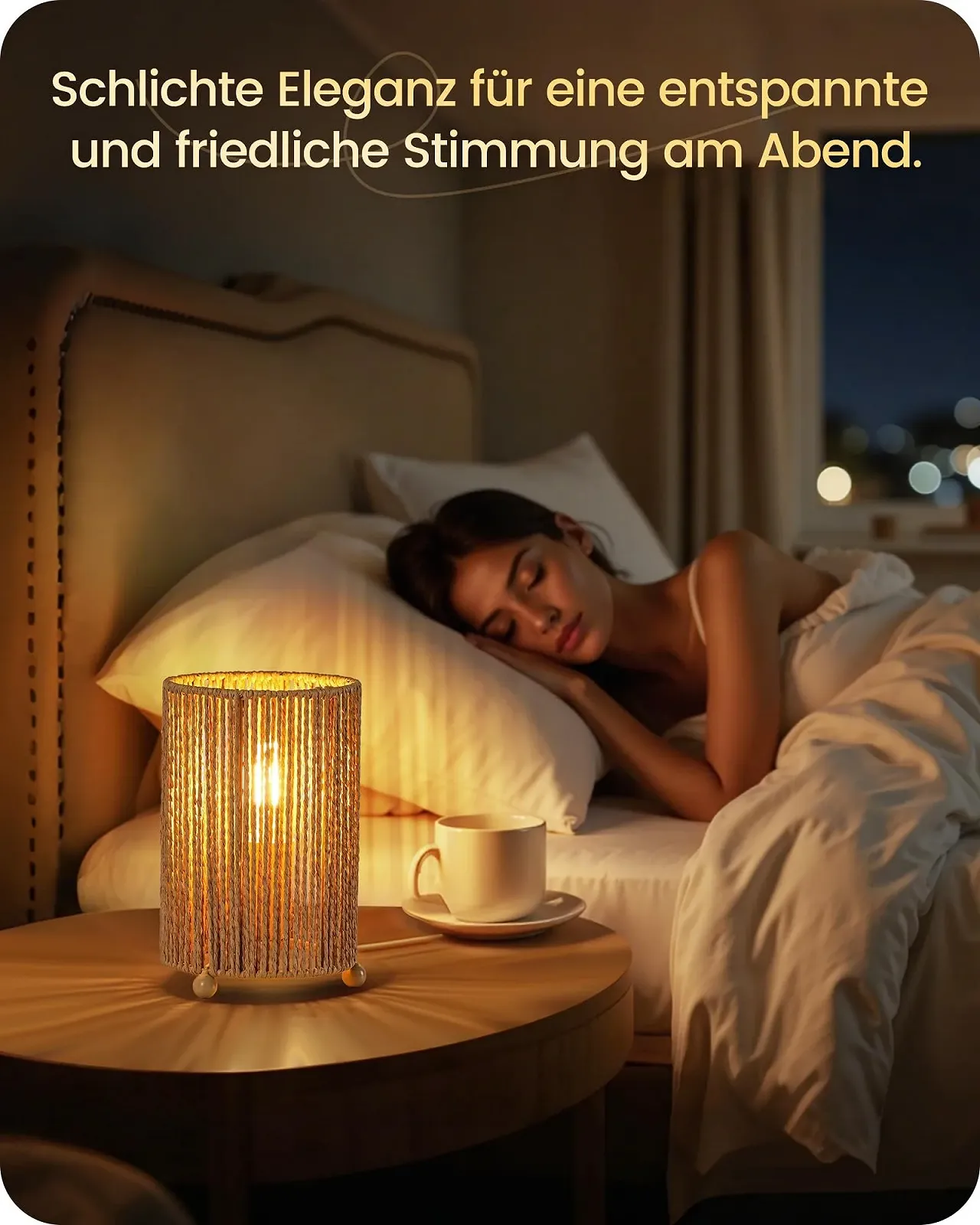 Настільна лампа приліжкова ZS11TLDP205 Бохо ротанг з кабелем світлодіодна лампа 4 Вт 2400 К набір з 2 шт., фото №7