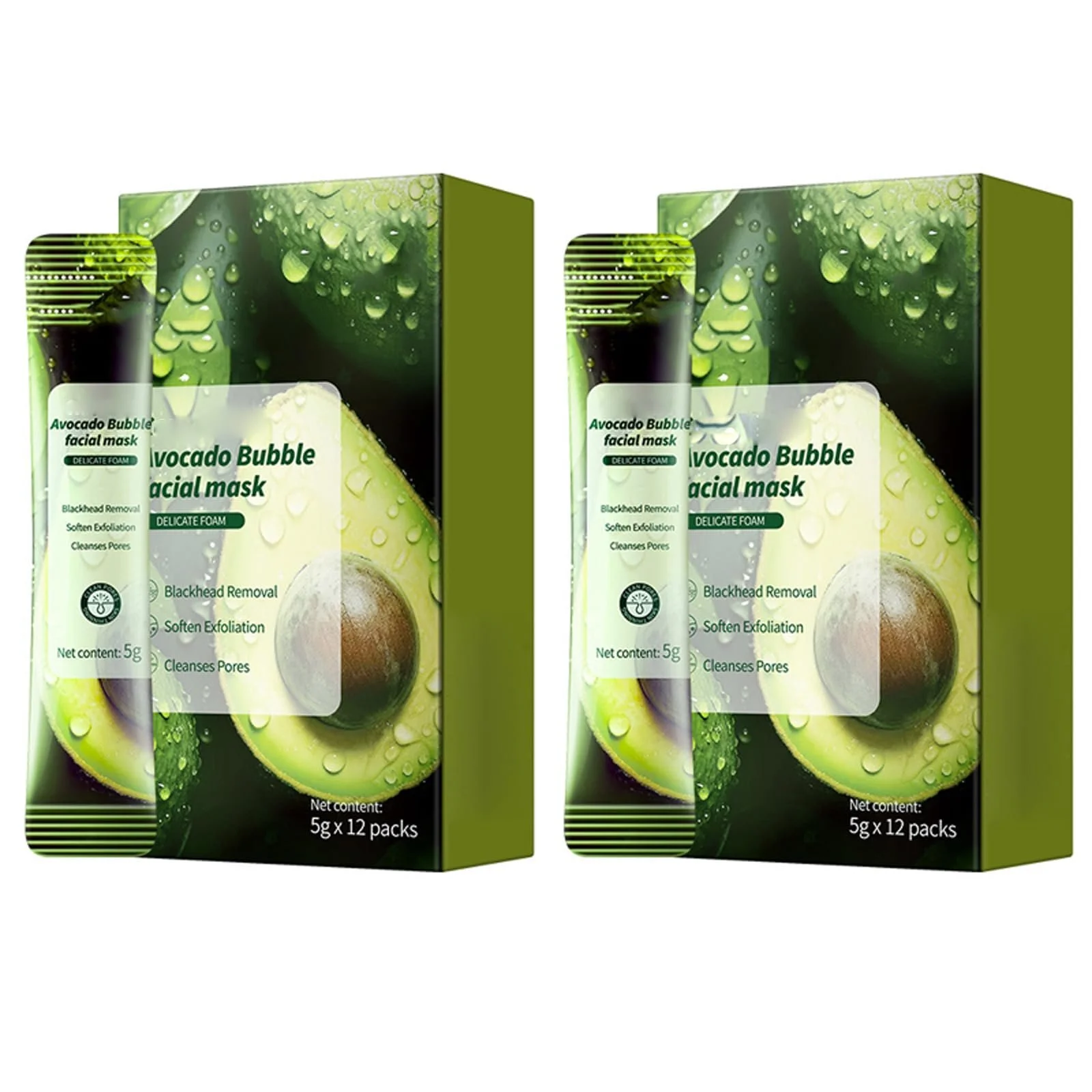 Маска для обличчя Авокадо, 24 шт, Очищуюча бульбашкова маска для обличчя, фото №1