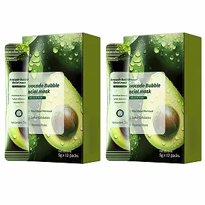 Маска для лица Авокадо, 24 шт, Комплексная кислота Авокадо - Очищающая пузырьковая маска для лица, Глубокое очищение, Увлажняющая маска для всех типов кожи - Фото 1