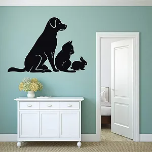 Наклейка на стіну kleb-Drauf Dog, Cat and Rabbit Чорна матова 31 x 45 см synthetic.ua - Фото 1