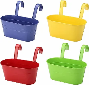 Подвесные цветочные горшки KAHEIGN Металлические 27,5 см со съемным крючком 4 шт. (4 цвета) - Фото 1