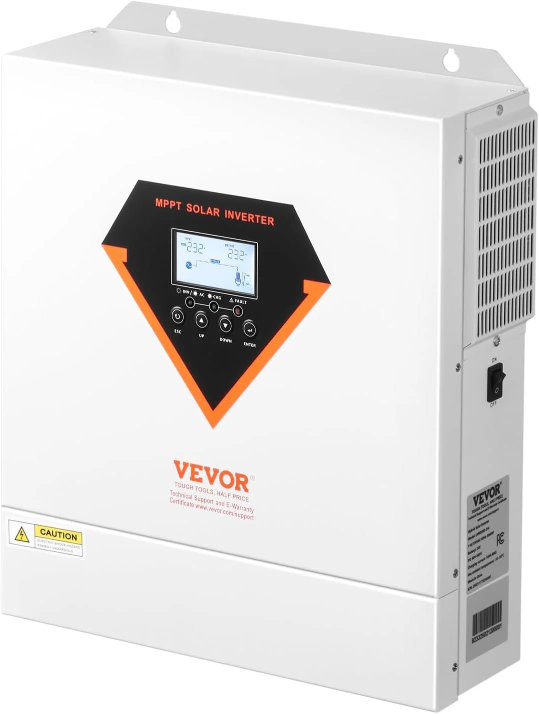Гибридный инвертор VEVOR EM3500-24L 3500W-24V / MPPT 100A / Чистая синусоида / Wi-Fi / Белый, фото №1