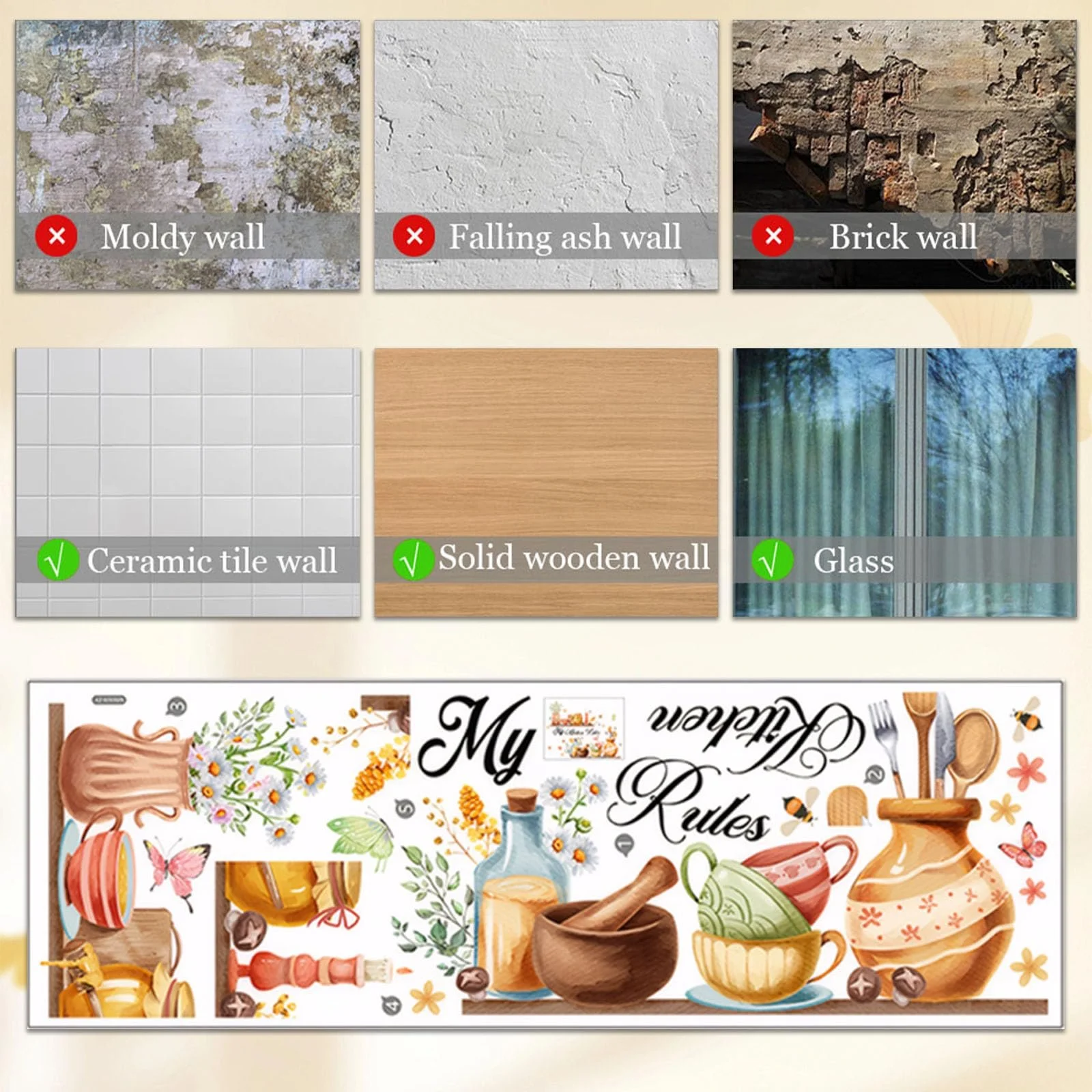 Наклейка на стіну Kitchen Tableware Teapot 80 х 60 см, фото №5