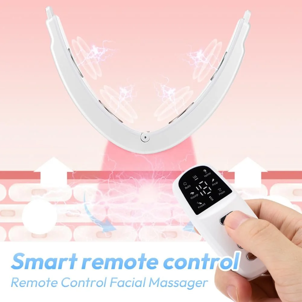 Масажер для обличчя V-Face Електричний EMS 6 режимів 18 рівнів інтенсивності 5 кольорів Пульт дистанційного керування, фото №5