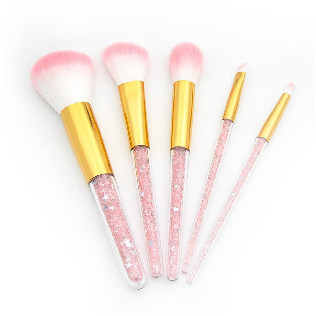 Набор кистей MAGICLULU для пудры, алмазной основы, набор кистей для макияжа Bling-Makeup, кисть для пудры, кисть для основы, кристалл для макияжа глаз Miss Pink Face, 5 шт., фото №5