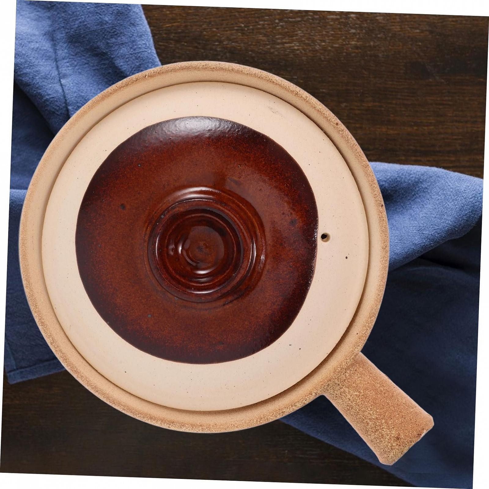 Кастрюля керамическая традиционная терракотовая с крышкой для порционного приготовления порций, фото №6