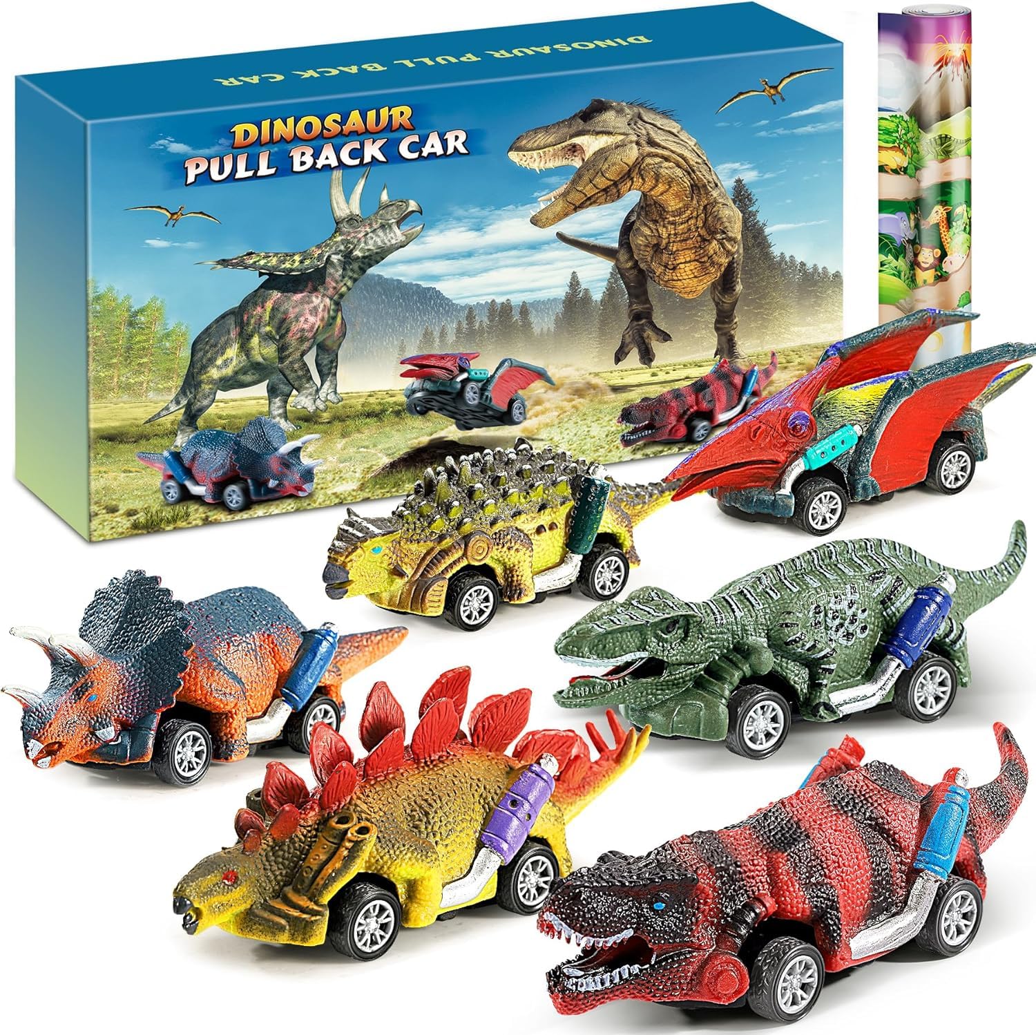 Іграшка Jojoin Dino Toy - іграшкова машина з динозаврами 6 шт. з ігровим килимком, фото №1