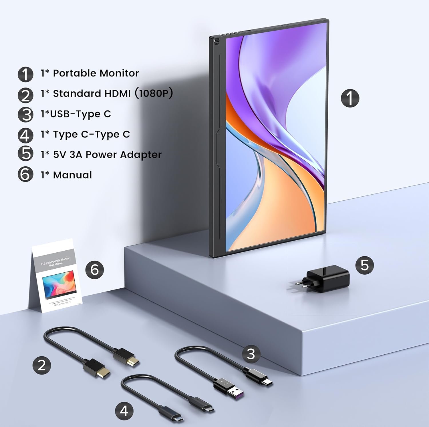 Монітор портативний 15.6" Newsoul M156T03  Full HD IPS 60 Гц, фото №4