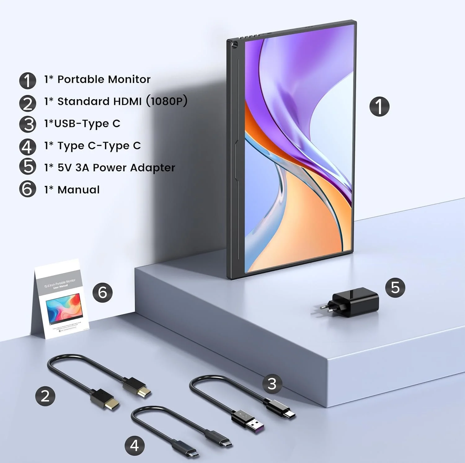 Монітор портативний 15.6" Newsoul M156T03  Full HD IPS 60 Гц, фото №4