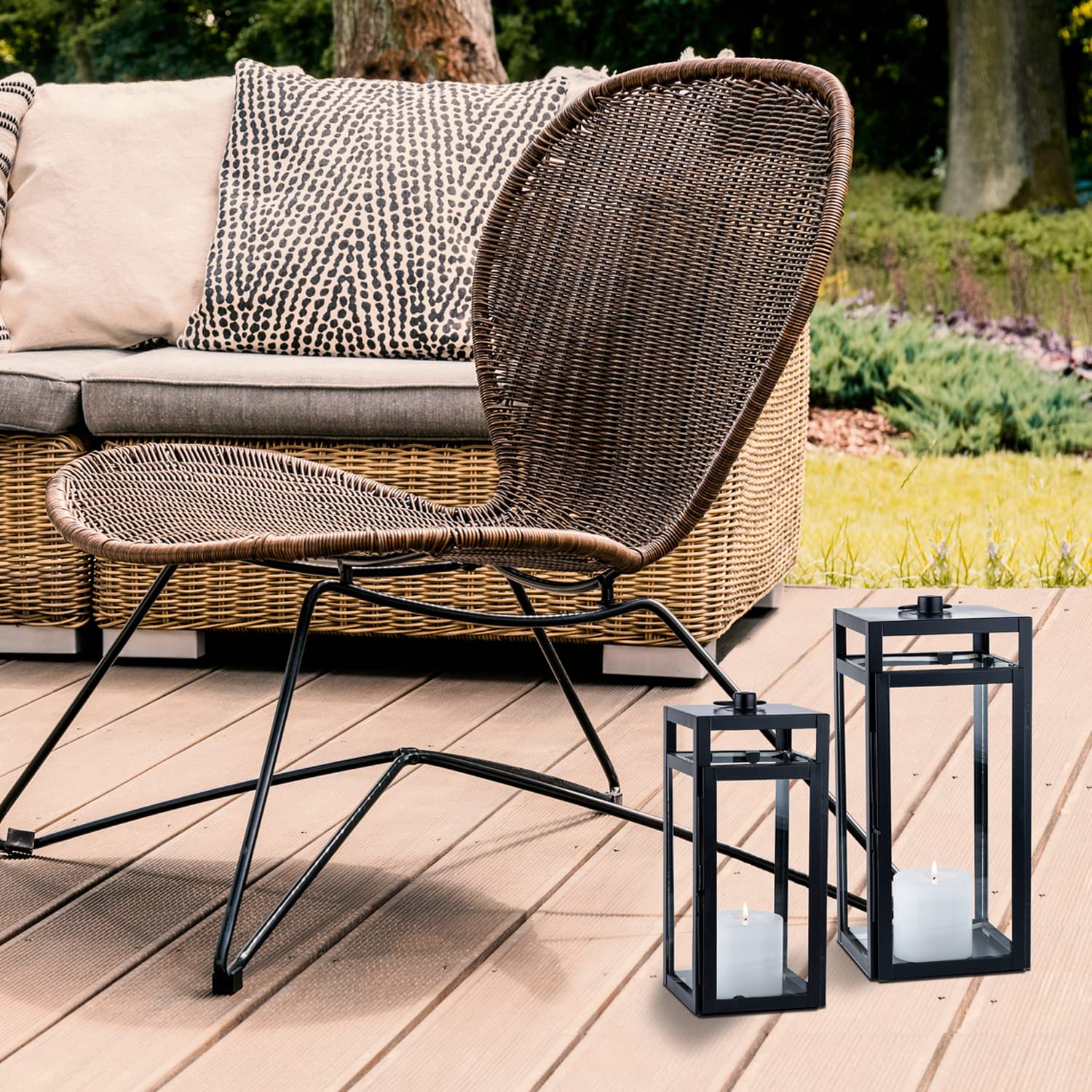 Ліхтарі Marrakesch Edvin Садовий Набір з 2 ліхтарів 35 см і 30 см Чорний, фото №5 Ліхтарі Marrakesch Edvin Садовий Набір з 2 ліхтарів 35 см і 30 см Чорний, фото №5
