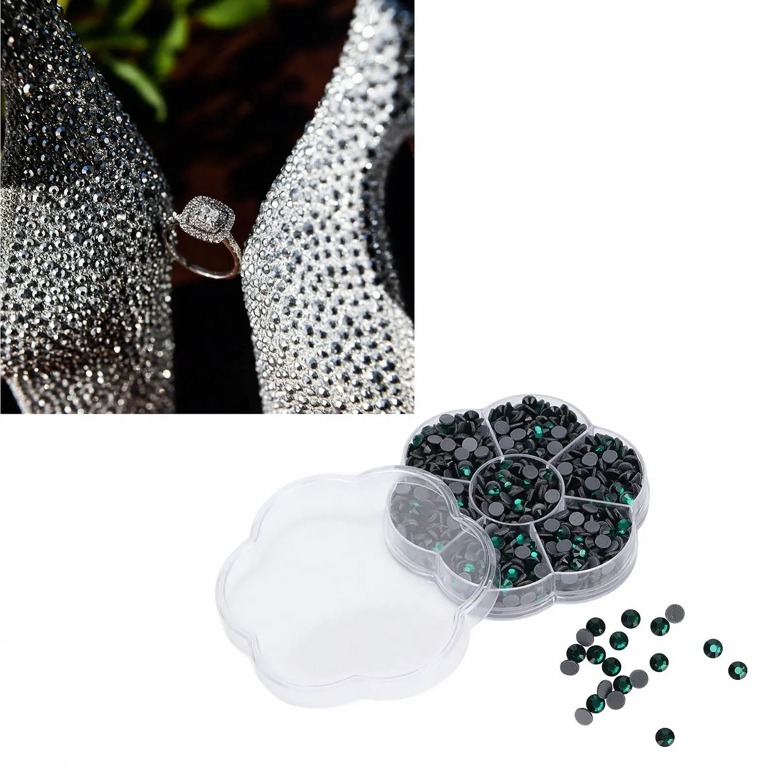 Стрази Скляні стрази 1000 шт., прикраси Hotfix, аксесуари для одягу, взуття своїми руками, темно-зелений JM201, фото №5