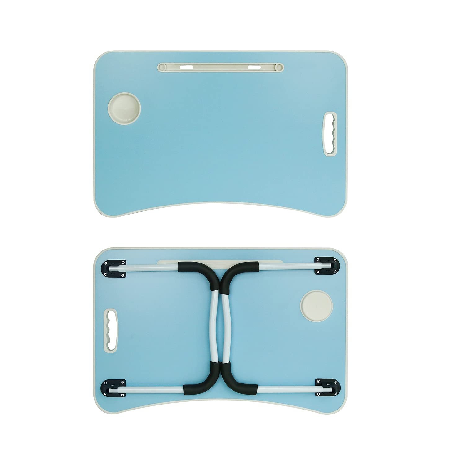 Столик для ноутбука Регулируемый складной с подставкой для чашки и нескользящей подушкой Синий, фото №6