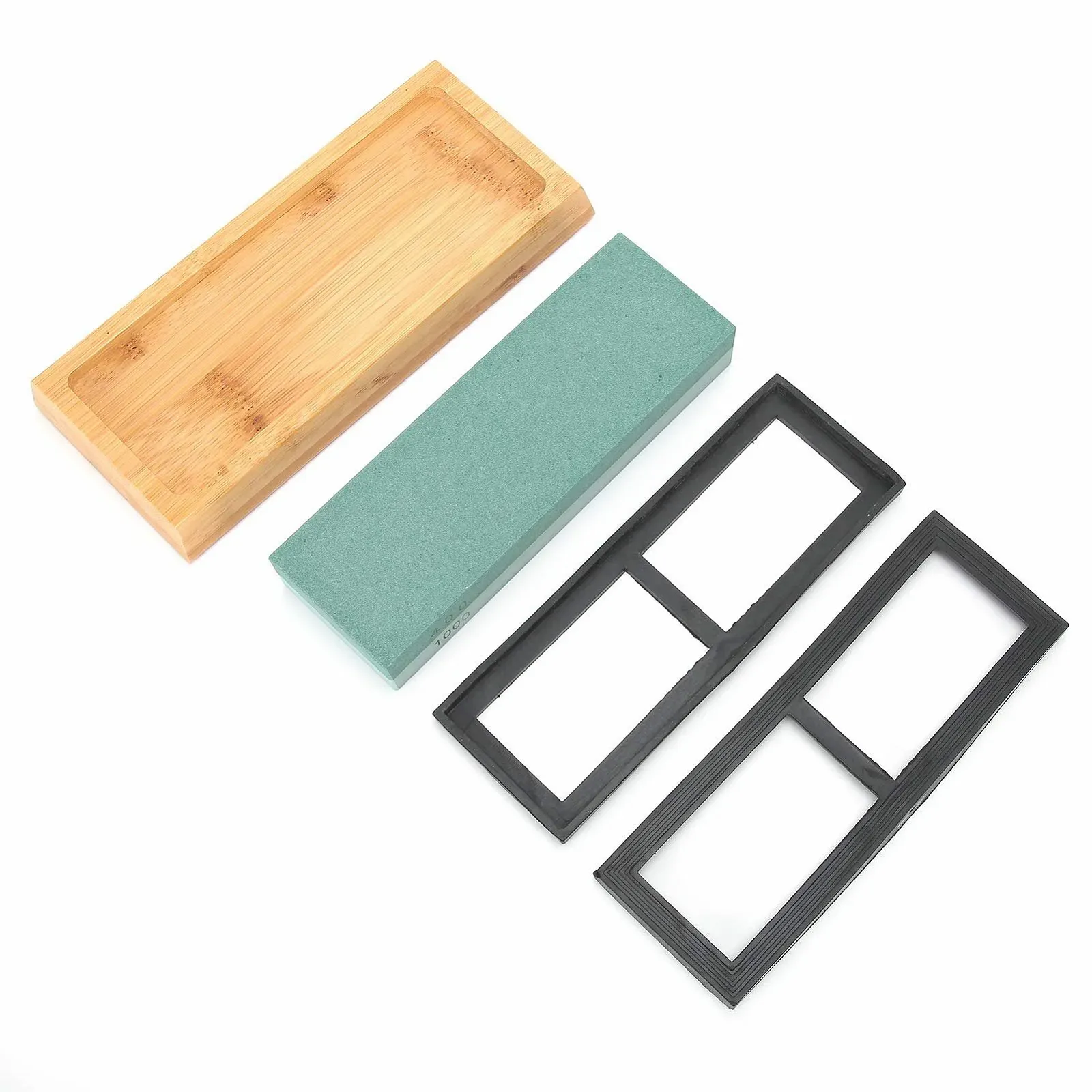 Точильный камень двухсторонний 400/1000 грит белый корунд 180 x 60 x 30 мм с подставкой и угловым держателем, фото №4