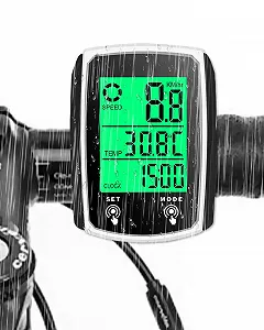 Велокомпьютер цифровой 19 функций Waterproof с подсветкой Проводной Черный - Фото 1