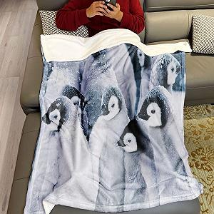 Одеяло Violetpos Толстое Мягкое Теплое Уютное Фланелевое Флисовое Одеяло для Дивана Пингвин Животное Снежно-белое 150 x 200 см synthetic.ua - Фото 1