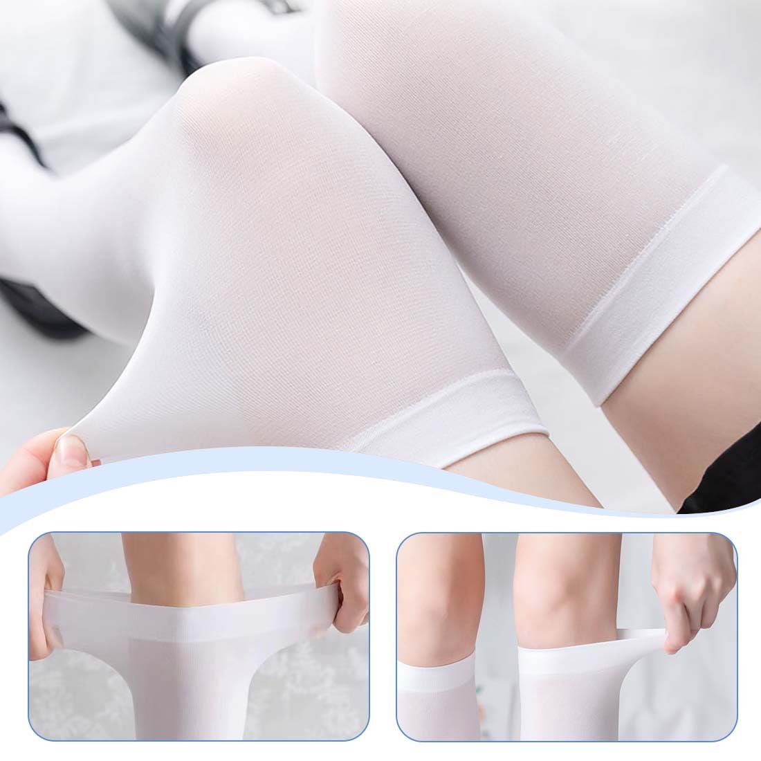 Женские гольфы AYV, поддерживающие чулки, нейлоновые чулки, женские чулки, компрессионные чулки, летние женские компрессионные чулки (белые), белый, фото №4