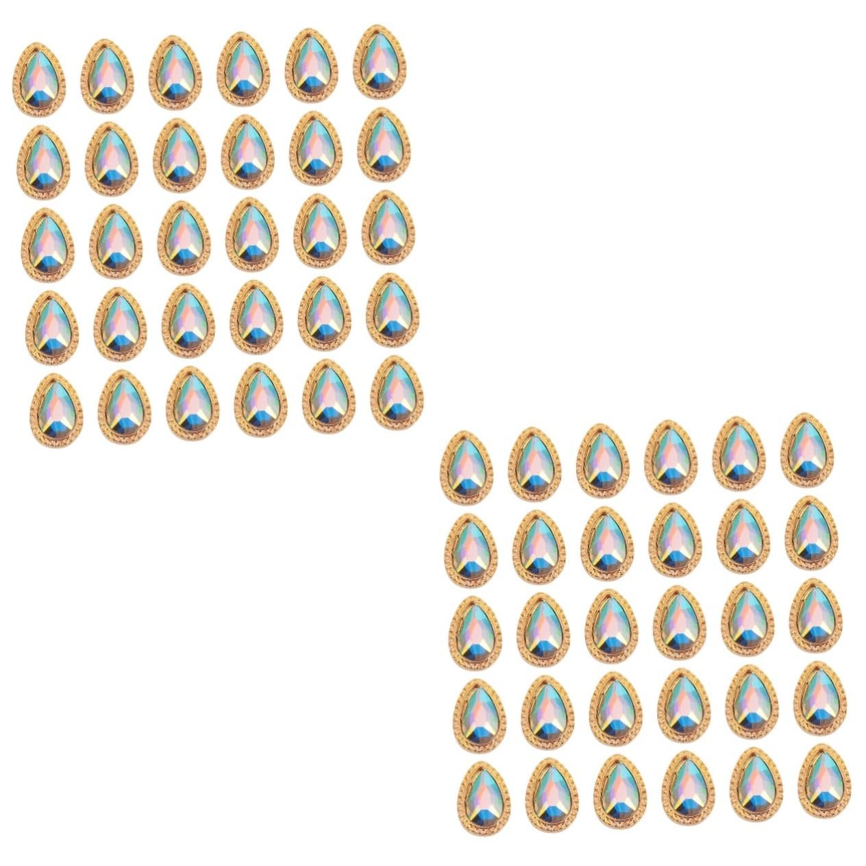 Стразы для ногтей MERRYHAPY Каплевидной формы, 60 штук, золотой сплав, фото №1