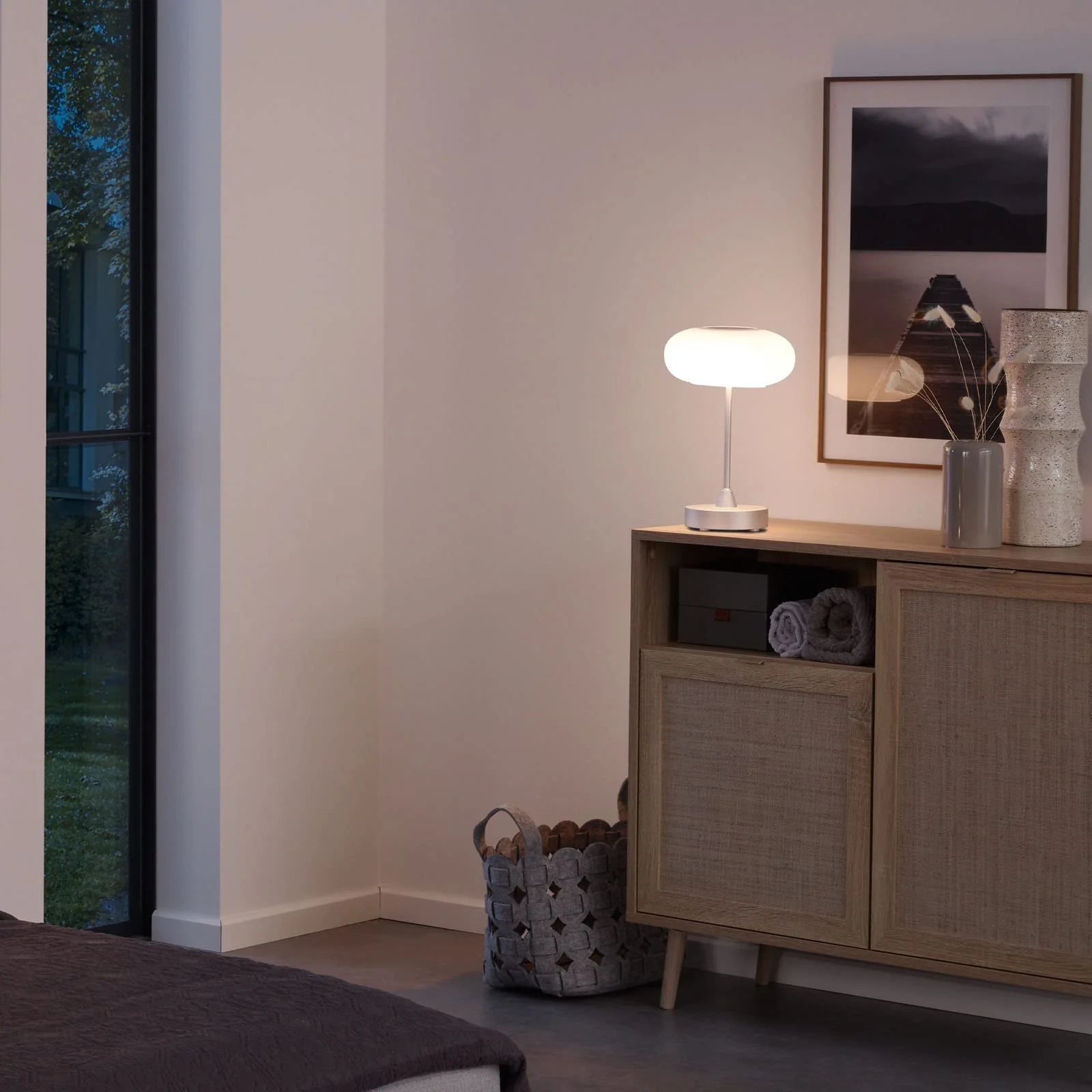 Настольная лампа LED BRILONER Wireless Touch Dimmable Glass Shade 30 x 20 см Matt Chrome, фото №5