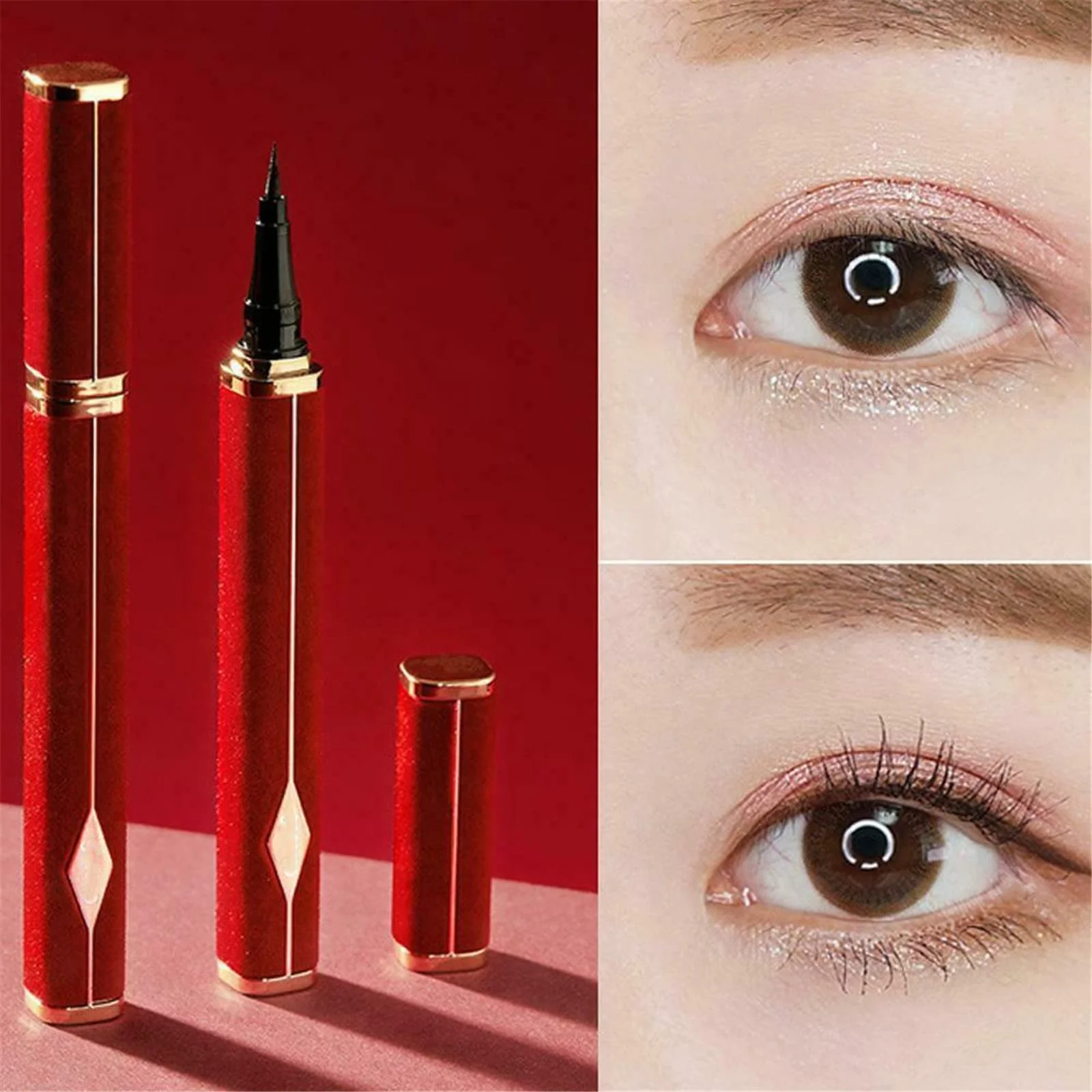 Підводка для очей Red Velvet Водостійка, Коричнева, Рідка (Спонж), фото №3