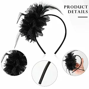 Обруч на голову с перьями и искусственными цветами MWOOT synthetic.ua - Фото 1