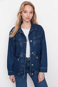 Куртка Джинсовая TRENDYOL Regular Basic Однотонная synthetic.ua - Фото 1