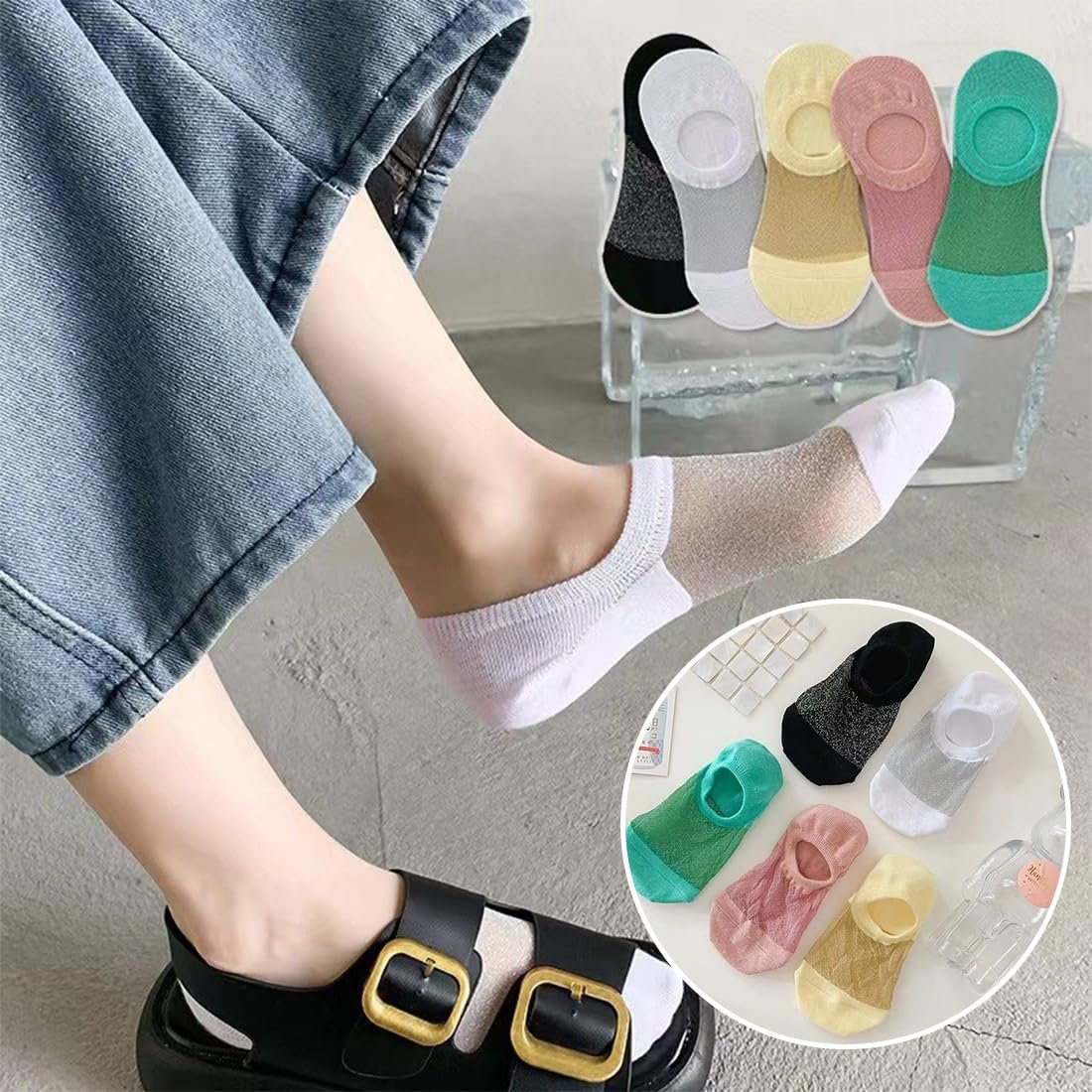 Носки-балетки Женские Разноцветные 35-40 (5 пар), фото №4