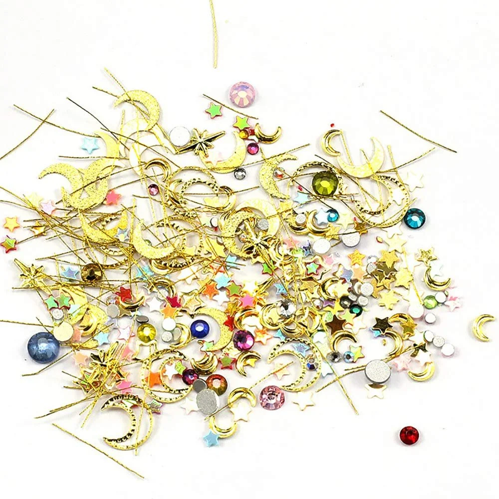 Украшения для ногтей Луна Звезда, набор 6 шт, металлические заклепки для маникюра, 3D декор, фото №4