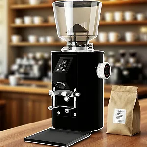 Кофемолка Commercial 350 Вт, Эспрессо, 64 мм Плоская, с 9 точными настройками / Воронка с емкостью 450 г, Двойные Режимы Дозирования, Черный - Фото 1