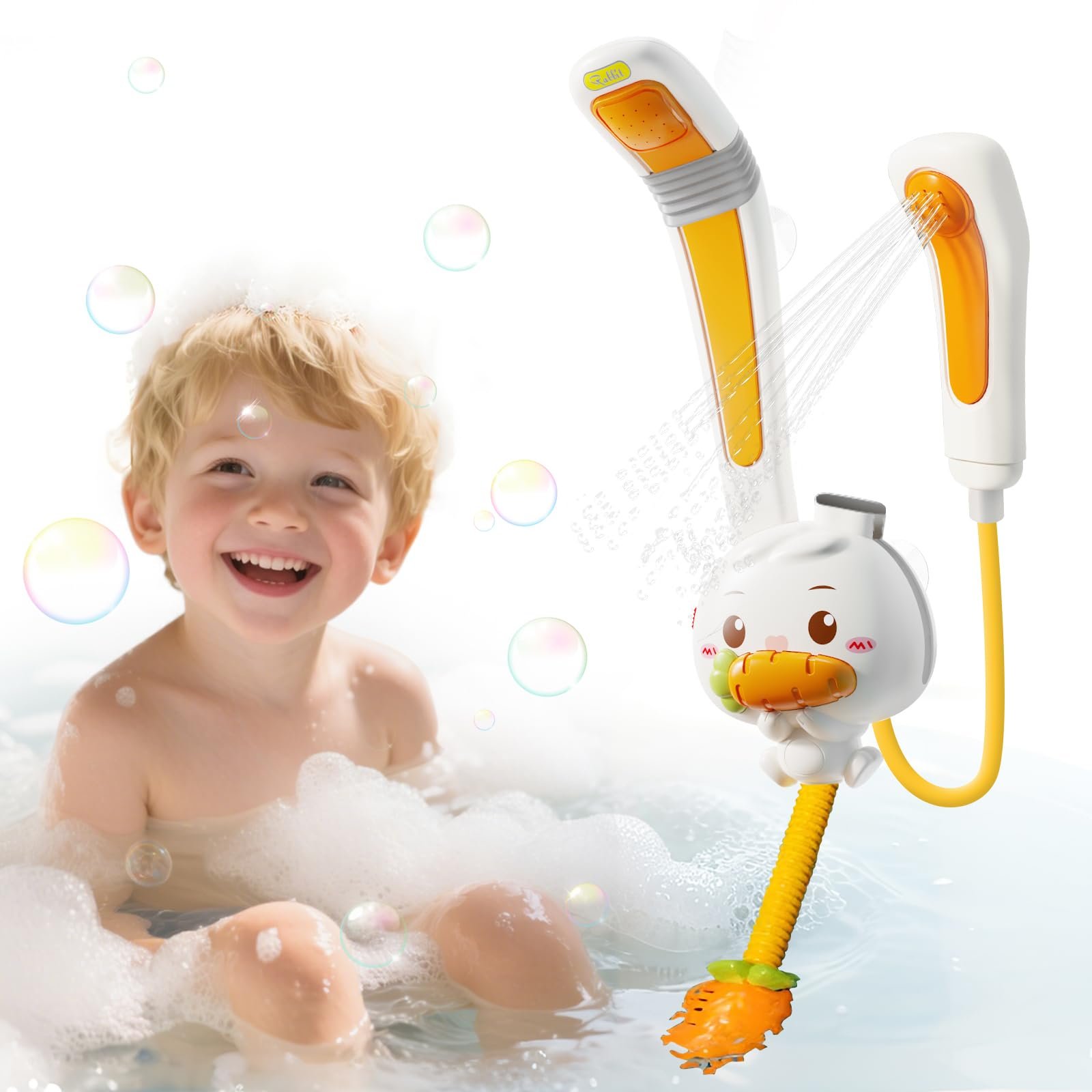 Іграшка для ванни Зайчик з душовою лійкою, знімний, висувний, 3 режими розпилення, фото №1