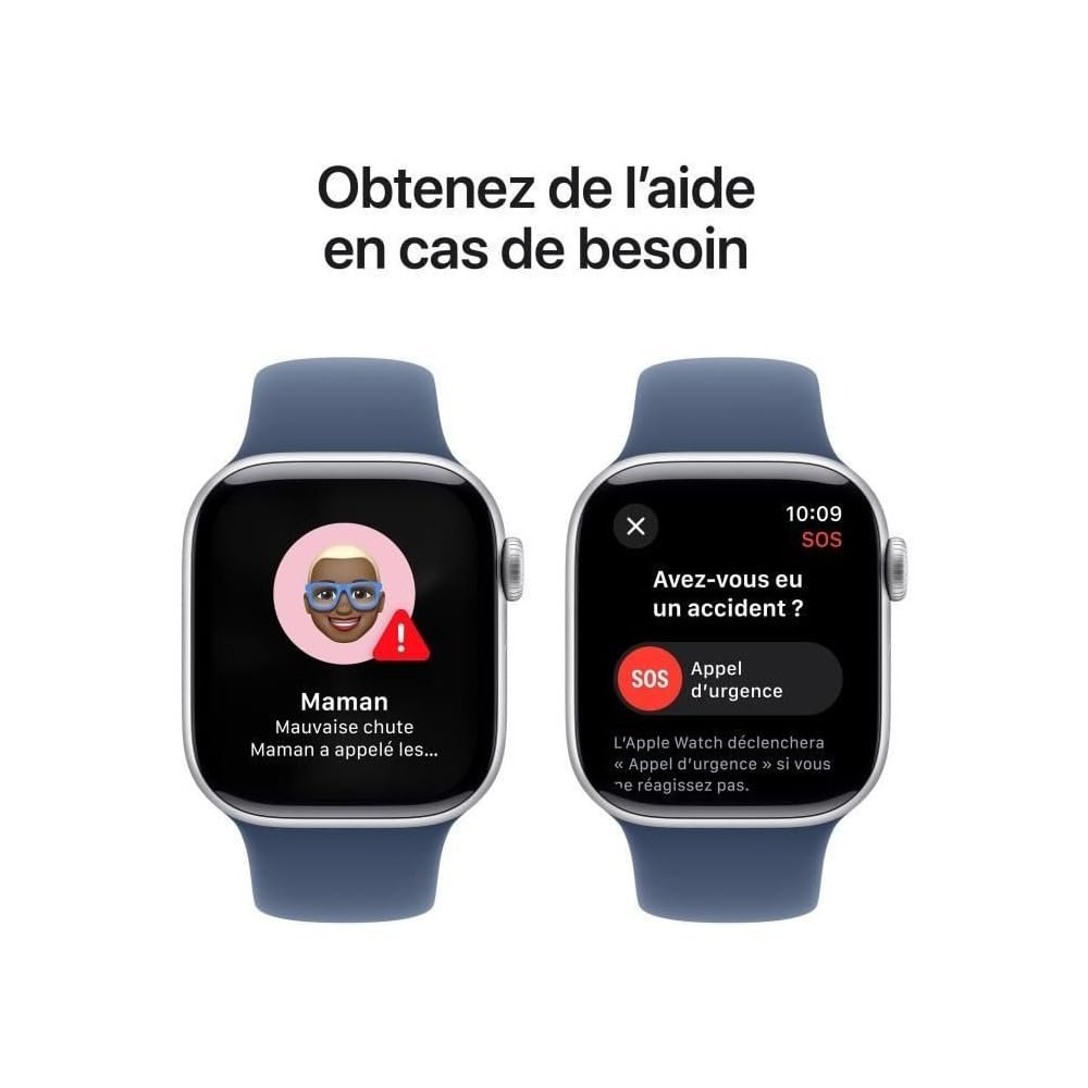 Смарт-часы Apple Series 10 (GPS 42мм) Серебристый корпус, джинсовый спортивный ремешок (M/L), фото №6