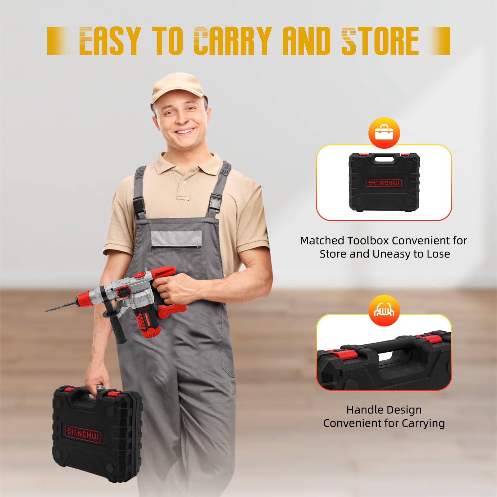 Перфоратор ACROSSPART 2200 Вт с набором буров 220 В красный, фото №5 Перфоратор ACROSSPART 2200 Вт с набором буров 220 В красный, фото №5