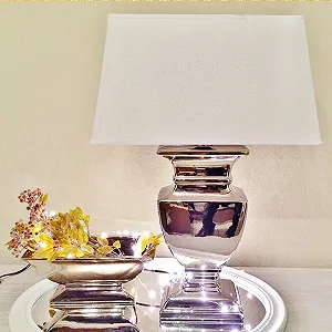 Настільна лампа DRULINE Lady Ceramic Base 35 см Silver White - Фото 1